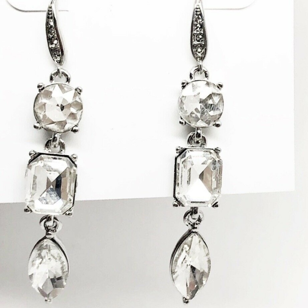 Charter Club Linear Drop Earrings Clear Crystal